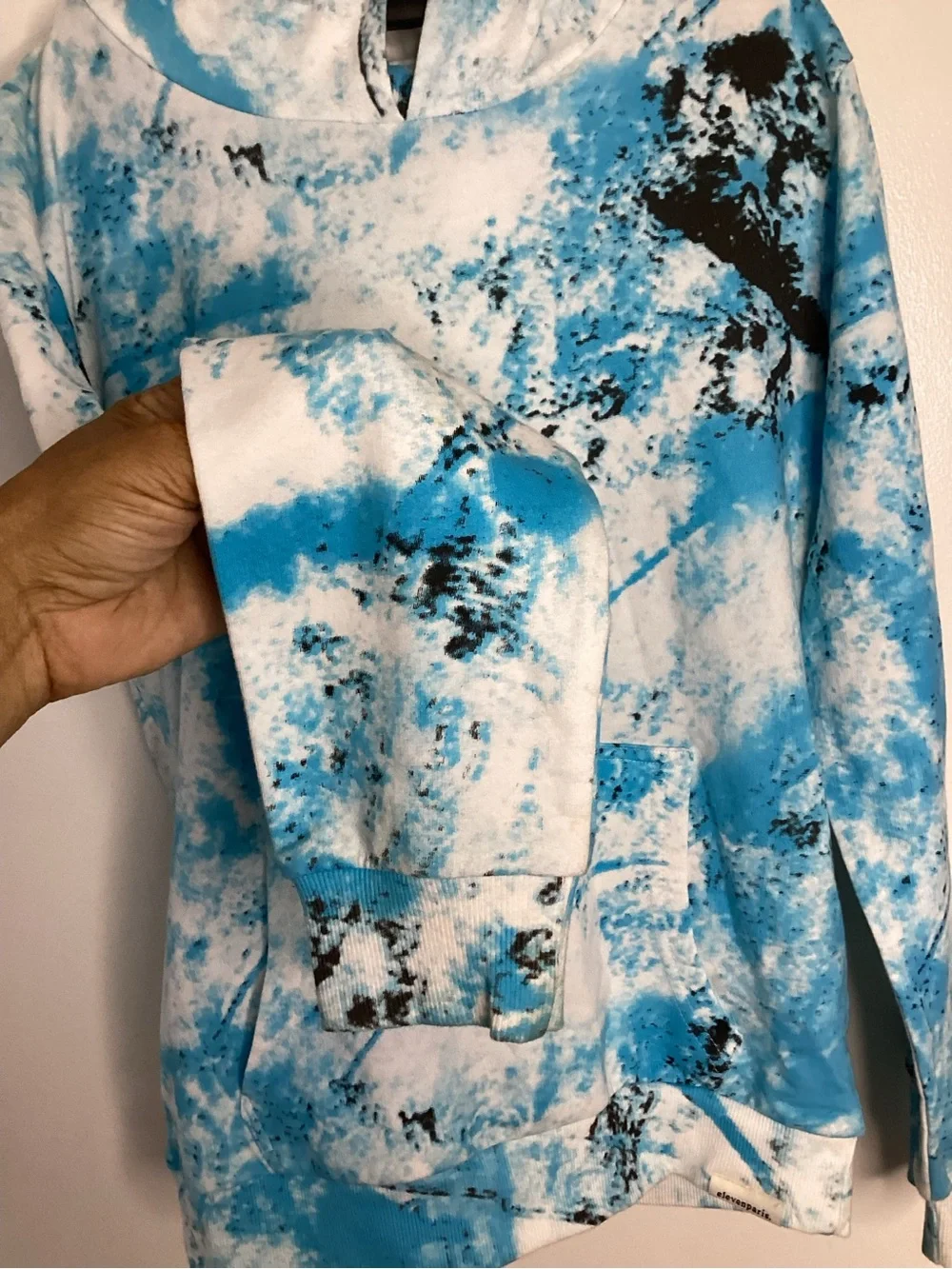 Eleven Paris Blue & Black Tie-Dye Graphic Pullover Sweatshirt & Short Set 12 y o